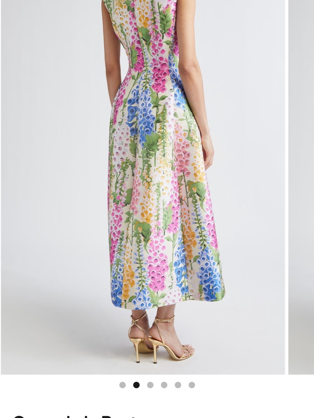 $6700 Sleeveless Floral Midi Dress in White with Multicolor Print - Picture 4 of 5